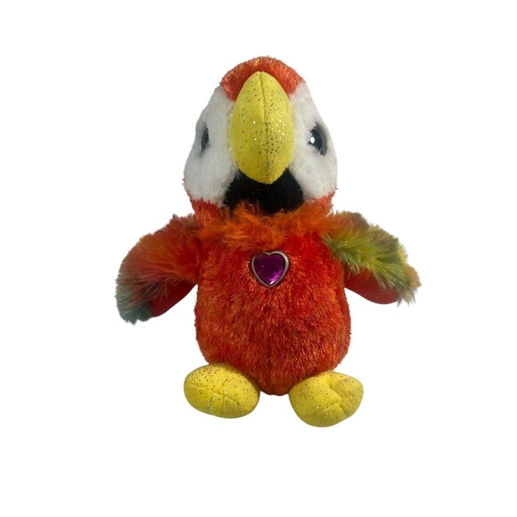 Wild Republic Parrot Bird Plush Gem Heart On Chest Colorful Toy 8 1/4” Tall - Picture 2 of 14